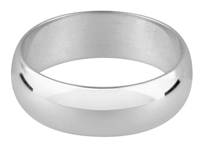 Platinum D Shape Wedding Ring      6.0mm, Size Q, 8.1g Light Weight,  Hallmarked, Wall Thickness 1.29mm