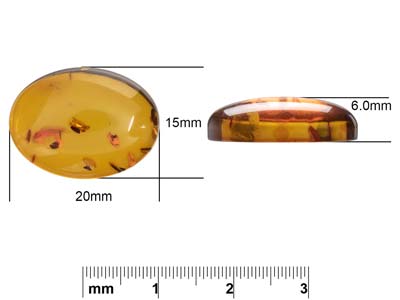 Natural Amber, Oval Cabochon,      20x15mm - Standard Image - 4