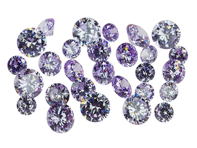 Lilac Cubic Zirconia, Round,       4,5,6mm, Pack of 28