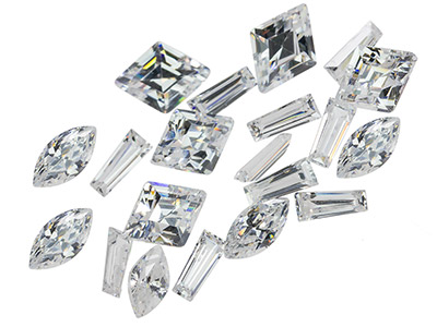 White Cubic Zirconia, Mixed Shapes, Pack of 20
