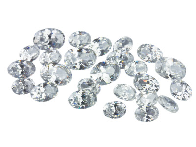 White Cubic Zirconia, Oval Mixed   Sizes 5,6, 7mm, Pack of 25 Pmc     Safe, Sizes May Vary Slightly