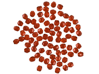 Preciosa 4mm Czech Fire Polished   Glass Beads Siam Ruby, Pack of 100