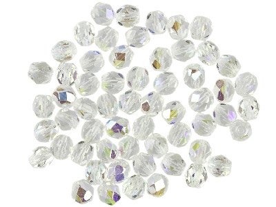 Preciosa 4mm Czech Fire Polished    Glass Beads Crystal Ab, Pack of 100