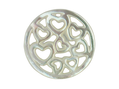 Mother of Pearl White Small Heart  Filigree Disc - Standard Image - 1