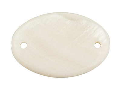 Mother of Pearl White Oval Shape   With Drill Holes, 30x20mm - Standard Image - 1