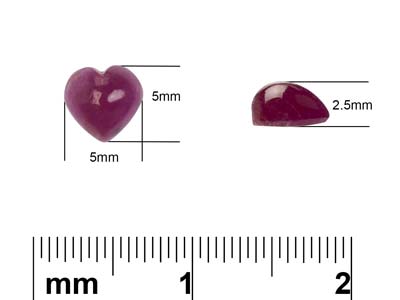 Ruby, Heart Cabochon, 5x5mm - Standard Image - 4