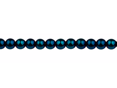 Electroplated Hematite Semi        Precious Round Beads, Blue, 6mm,   15