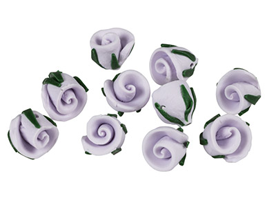 Polymer Clay Rosebud Beads, Lilac, 8mm, Pack of 10 - Standard Image - 1