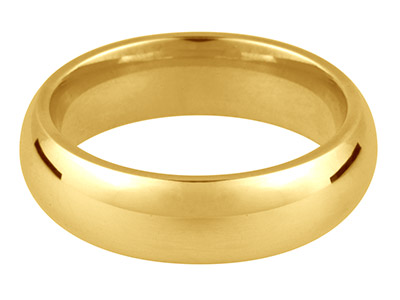 9ct Yellow Gold Court Wedding Ring 5.0mm, Size W, 6.0g Medium Weight, Hallmarked, Wall Thickness 1.87mm, 100 Recycled Gold