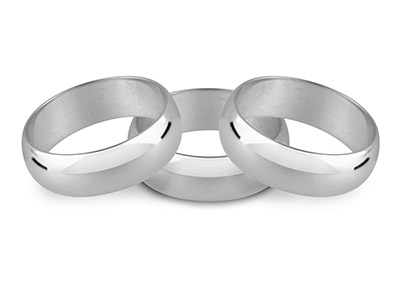 Silver D Shape Wedding Ring 5.0mm, Size P, 4.8g Heavy Weight,         Hallmarked, Wall Thickness 1.68mm, 100% Recycled Silver - Standard Image - 2