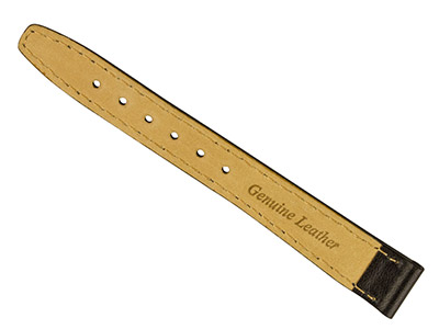 Black Calf Stitched Watch Strap    12mm Genuine Leather - Standard Image - 2