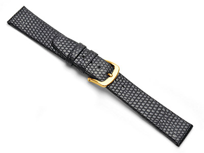 Black Lizard Grain Watch Strap 18mm Genuine Leather - Standard Image - 1