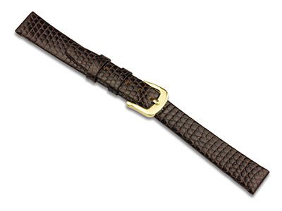 Brown Lizard Grain Watch Strap 18mm Genuine Leather - Standard Image - 1