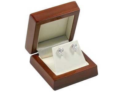 Wooden Stud Earring Box, Mahogany  Colour - Standard Image - 1