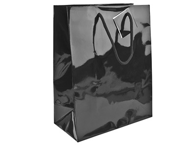 Black Gloss Gift Bag, Small        Pack of 5 170x120x75mm - Standard Image - 1