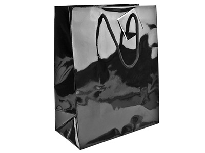 Black Gloss Gift Bag, Medium       Pack of 5 215x160x90mm - Standard Image - 1