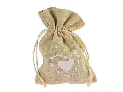 Jute Bag Small Pack of 10, Large   Heart - Standard Image - 1