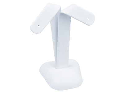 White Leatherette Fancy Stud/ Drop Earring Display Stand - Standard Image - 1