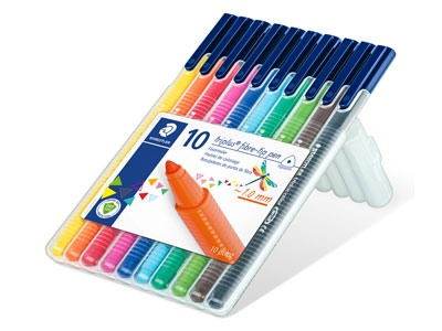 Staedtler Triplus, Set Of 10       Triangular Fibre Tip Pens In       Assorted Colours - Standard Image - 1