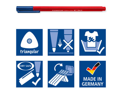 Staedtler Triplus, Set Of 10       Triangular Fibre Tip Pens In       Assorted Colours - Standard Image - 6