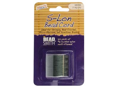 Beadsmith S-lon Bead Cord Evergreen Tex 210 Gauge #18 70m - Standard Image - 2