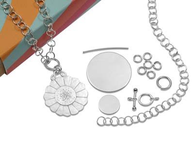 Cooksongold X Argent College       Sterling Silver Stamped Flower     Necklace Project - Standard Image - 1