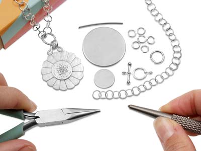 Cooksongold X Argent College       Sterling Silver Stamped Flower     Necklace Project - Standard Image - 2