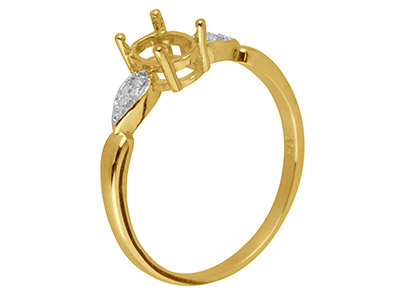 9ct Yellow Gold Semi Set           Diamond Ring Mount Hallmarked 2    Round Total 0.01ct Centre To       Accommodate 7x5mm Oval - Standard Image - 2
