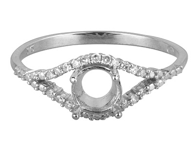9ct White Gold Semi Set            Diamond Ring Mount Hallmarked 22   Round Total 0.10ct Centre To       Accommodate 6.0mm - Standard Image - 1