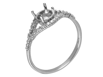 9ct White Gold Semi Set            Diamond Ring Mount Hallmarked 22   Round Total 0.10ct Centre To       Accommodate 6.0mm - Standard Image - 2