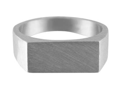 Sterling Silver Initial Rectangular Ring 14x8mm Hallmarked Head Depth   1.5mm Size O, 100% Recycled Silver - Standard Image - 1