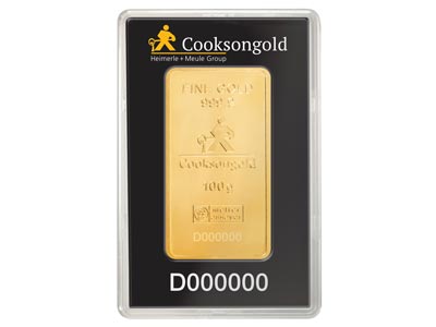 Fine Gold Bar 100gm Stamped        UK Design With A Serial Number And Supplied In A Blister Pack, 100%   Recycled Gold - Standard Image - 1