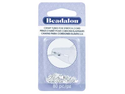 Beadalon Silver Plated Crimp Tubes  For Stretch Cord Fits 0.8mm Stretch Cord Pack of 80 - Standard Image - 1