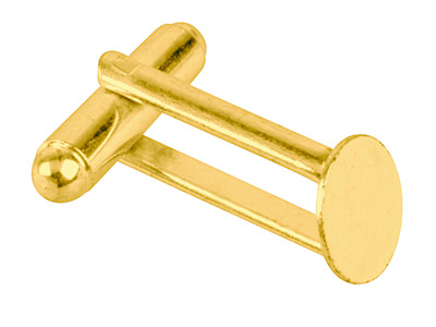 Gold Plated Cufflink With 9mm Flat Pad Pack of 6 - Standard Image - 1