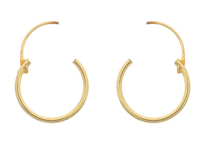 9ct Yellow Gold Creole Sleeper     Superlight 12mm Hoops, Pack of 2,  100% Recycled Gold - Standard Image - 4