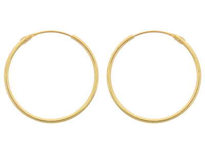 9ct Yellow Gold Creole Sleeper     Superlight 20mm Hoops, Pack of 2,  100% Recycled Gold - Standard Image - 1