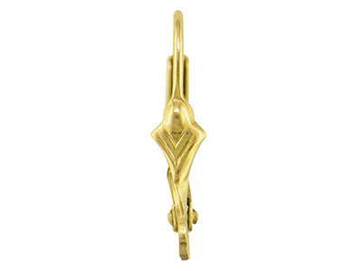 9ct Yellow Gold Continental Ear     Wire, With Grooved Fan Motif, Style 17002 - Standard Image - 2
