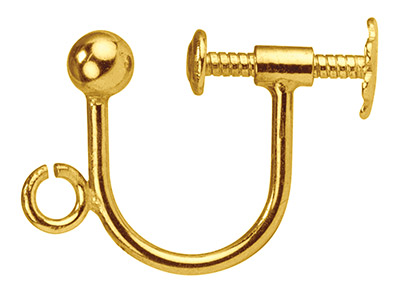 9ct Yellow Gold Ear Screw Bead And Ring 3mm, Round Wire, Unplannished Shank - Standard Image - 1