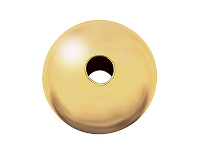 9ct Yellow Gold Plain Round 8mm 2  Hole Bead Heavy Weight