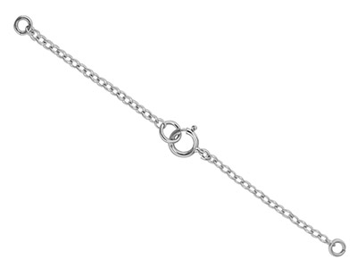 9ct White Gold 1.8mm Trace          Safety Chain For Necklace With      Bolt Ring 7.0cm/2.8