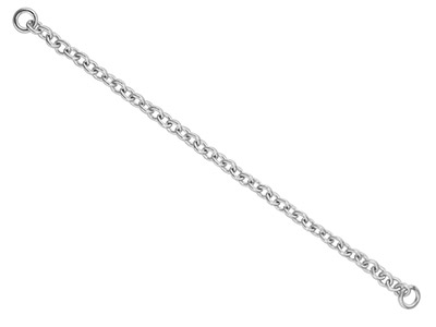 9ct White Gold 1.8mm Trace         Safety Chain For Bracelet          6.5cm/2.6