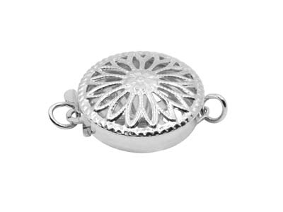 Sterling Silver 12mm Round Fancy   Clasp, Pierced On Both Sides And   Flattened - Standard Image - 2
