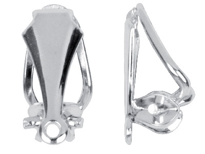 Sterling Silver Omega Ear Clip For  Drops, Pair, Omega Shape Wire Back, Polished Front Piece - Standard Image - 1