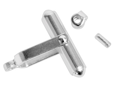 Sterling Silver Round Swivel       Cufflink With Separate Joint And   Rivet Pin - Standard Image - 1