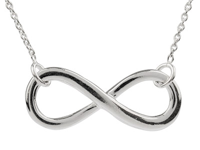 Sterling Silver Plain Infinity     Necklet And 16-18