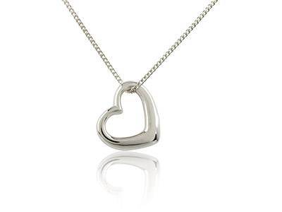 Sterling Silver Hanging Heart      Pendant On 16