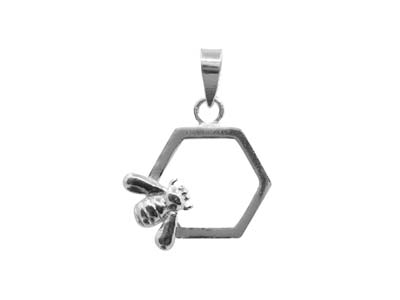 Sterling Silver Bee And Honeycomb  Design Pendant - Standard Image - 1
