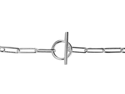 Sterling Silver Large Link Chain   Design T-bar Necklet 18