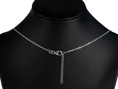Sterling Silver Double Circle Link Stone Set Necklet 18