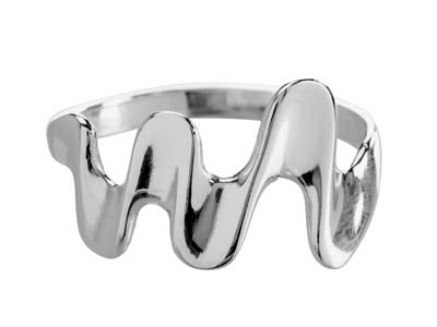 Sterling Silver Wave Curve Ring,   Size O - Standard Image - 1